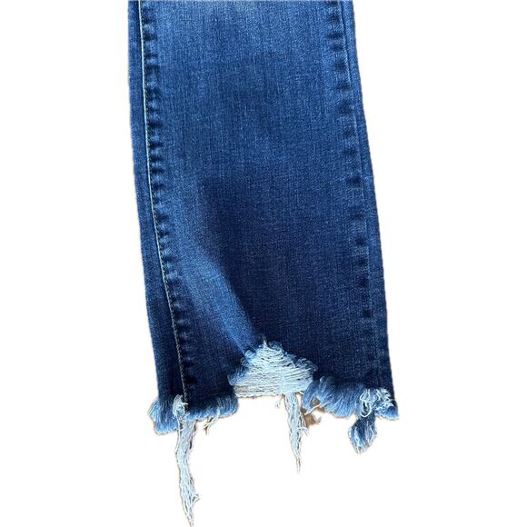 Risen Distressed Raw Hem Skinny Jeans Size 27/5 Medium Wash - Picture 4 of 11